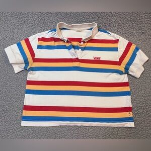 Vans Cropped Polo Womens Short Sleeve Blouse Size Small Striped Multicolored Y2K